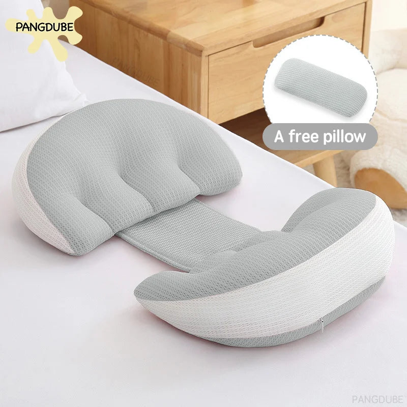 Pregnancy Body Pillow with Free Waist Support Pillow — Cotton-Polyester Maternity Sleeping Pillow, 64–78 × 36 cm (25–30.7 × 14 in)