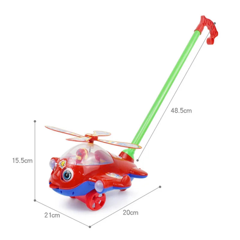 Outdoor Push-Along Baby Walker Plane Car Toy – Hand-Push Toddler Walker for Kids