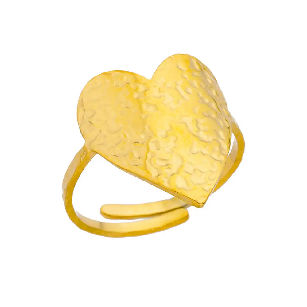 316L Stainless Steel Gold-Tone Women's Ring – Hypoallergenic Classic Tension-Set Wedding & Couple Ring