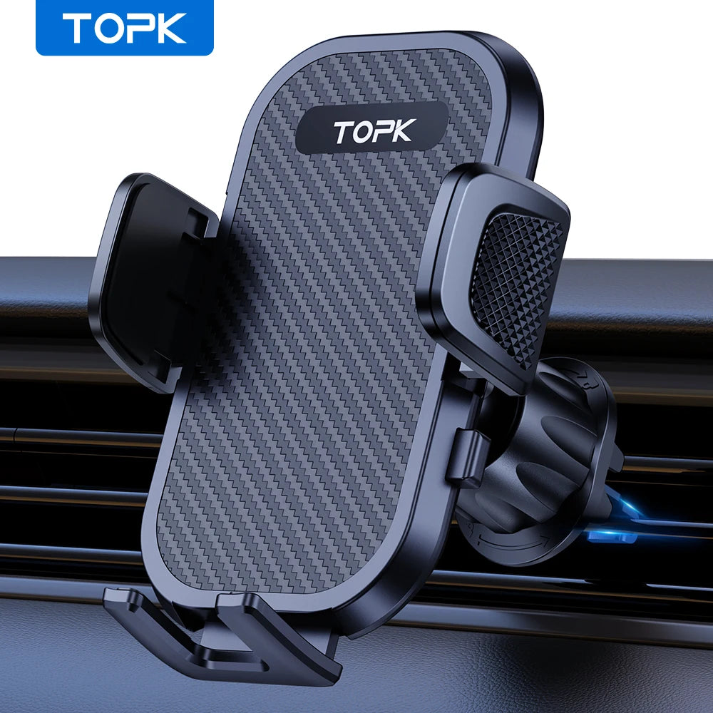 Universal Car Air Vent Phone Mount – Hands-Free Clamp Holder for 4–7 in (10–18 cm) Smartphones, 360° Rotating