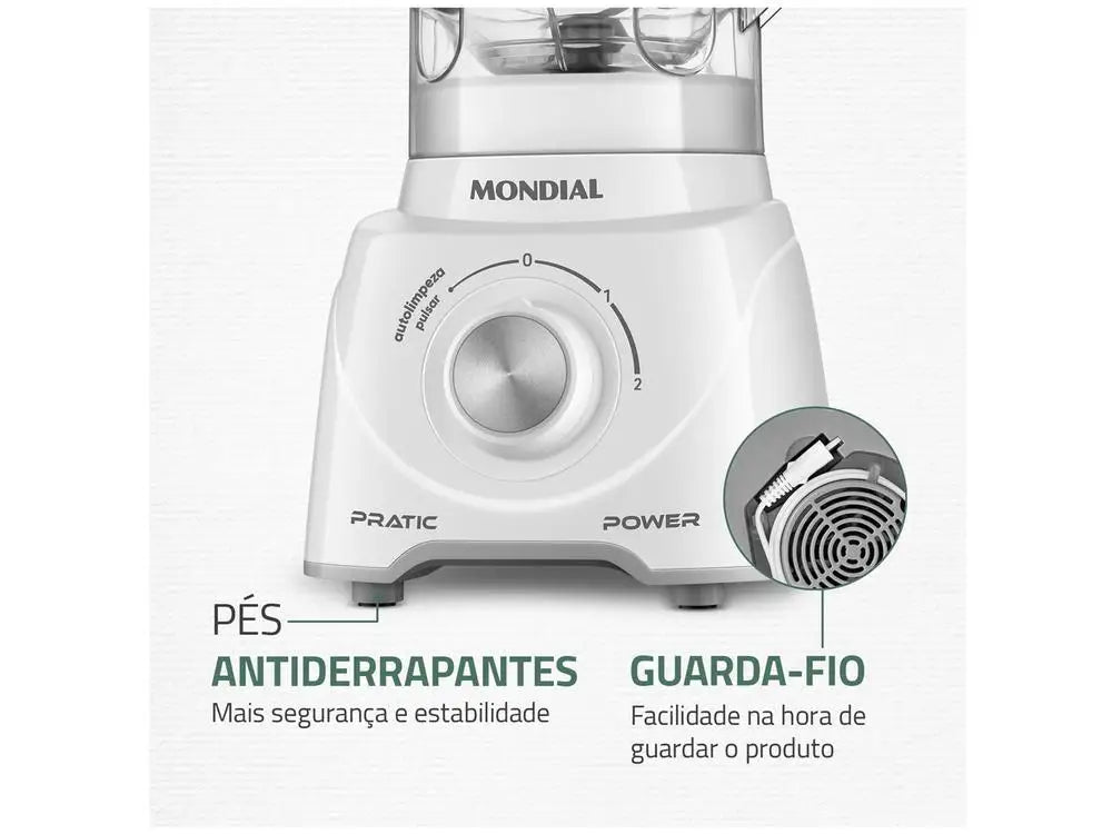 Glass Jar Blender 550W 2 Speeds + Pulse, 2.2L (74 fl oz) Total / 1.6L (54 fl oz) Usable, 4 Stainless Steel Blades, Self-Cleaning, White