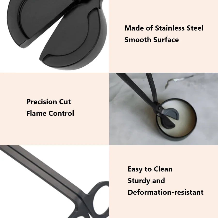 Black Stainless Steel Candle Wick Trimmer Scissors — 7.1 in (18 cm) Candle Cutter for Home Decor