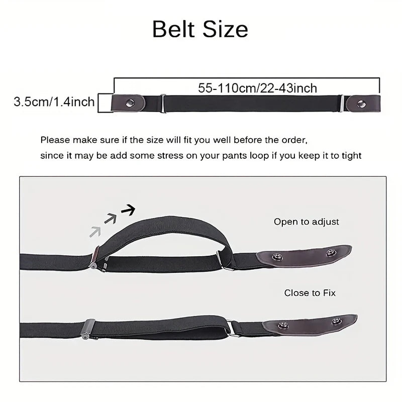 Elastic Woven Invisible Seamless Adjustable Jeans Belt – Unisex Casual Waistband