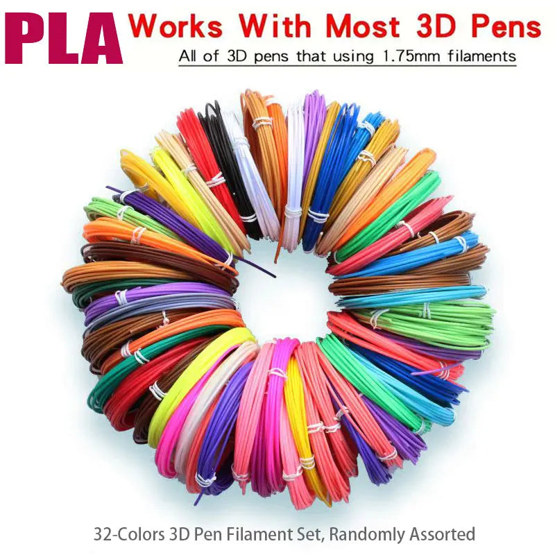 1.75mm PLA Filament 32-Color Multicolor Set for 3D Printing Pens