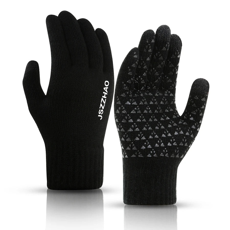 Unisex Winter Touchscreen Gloves - Thick Thermal Knit with Anti-Slip Silicone Palm