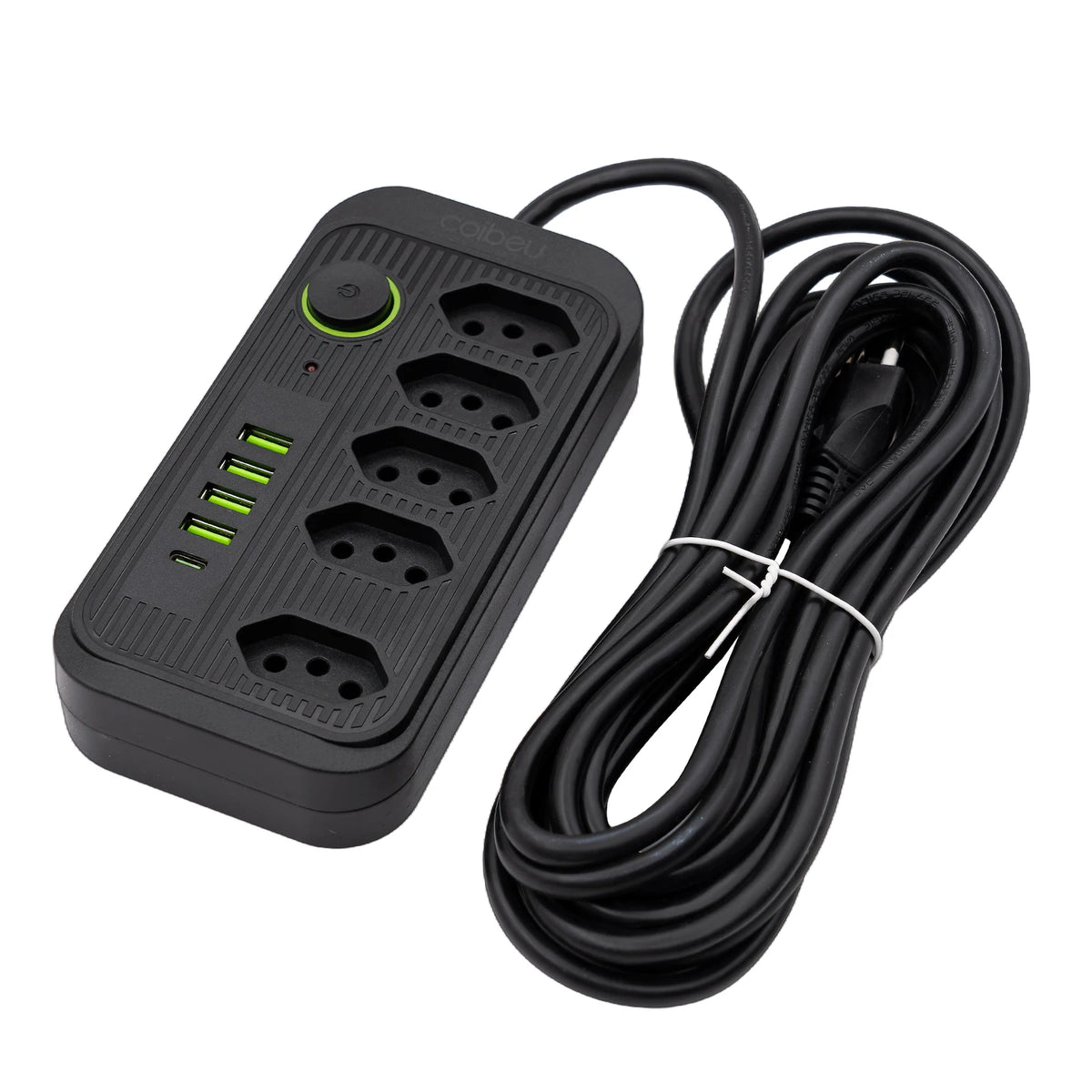 Power Extension Cord with Master Switch, 5m (16.4 ft) 100-240V AC, 10A Grounded Extension Socket