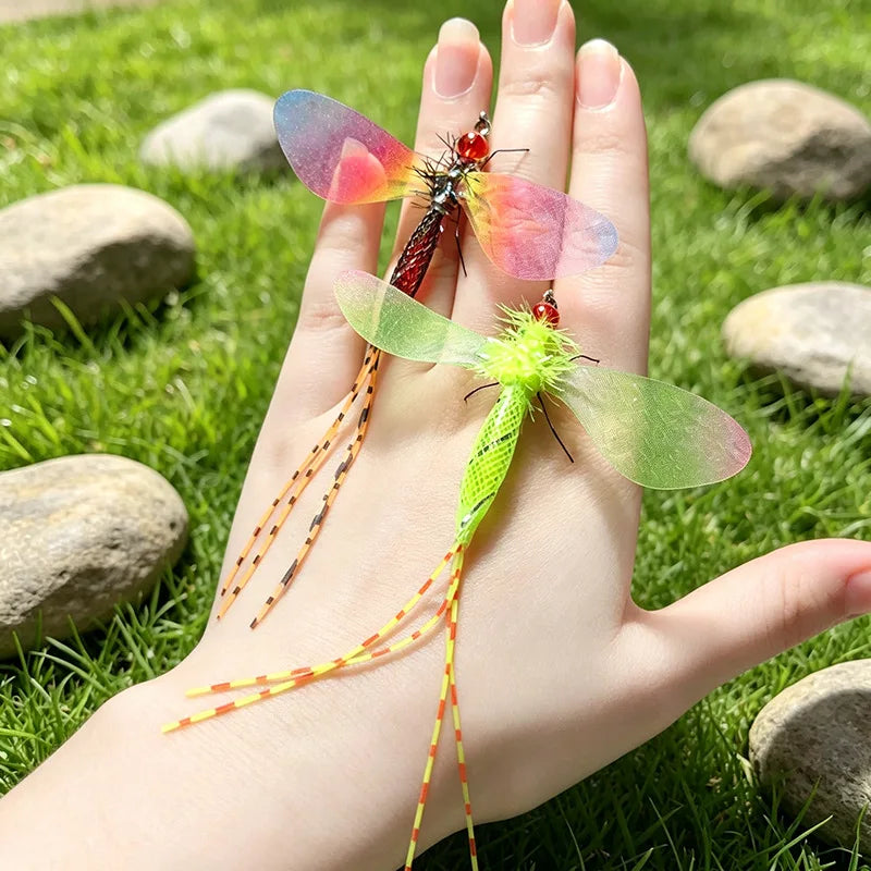 2-Pack Colored Dragonfly Cat Toy Replacement Heads - Artificial Insect Teasers for Cats