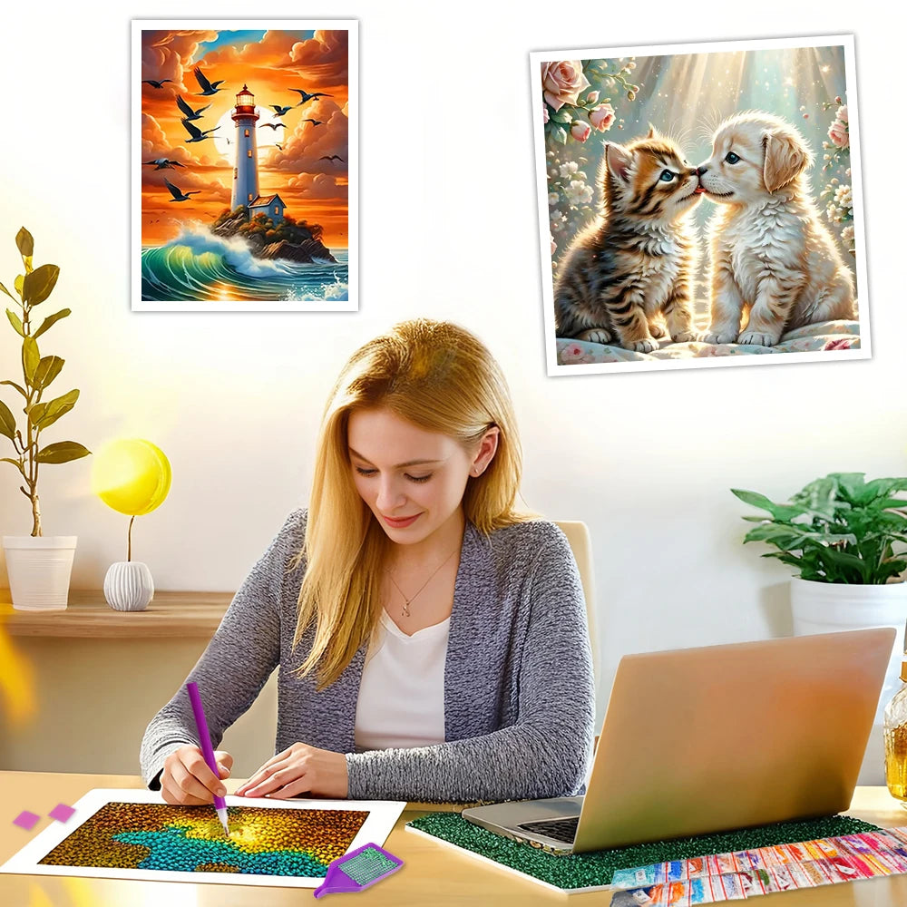 DIY 5D Diamond Painting Kit – Wolf Full Drill Diamond Mosaic, Animal Embroidery Art for Home & Christmas Decor