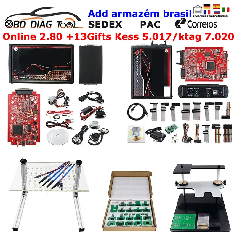 Online ECU Programmer Master Kit — 4-LED BDM Frame & 22 Adapters, OBD/Tricore/BDM Flasher with Unlocked 2.80 Software