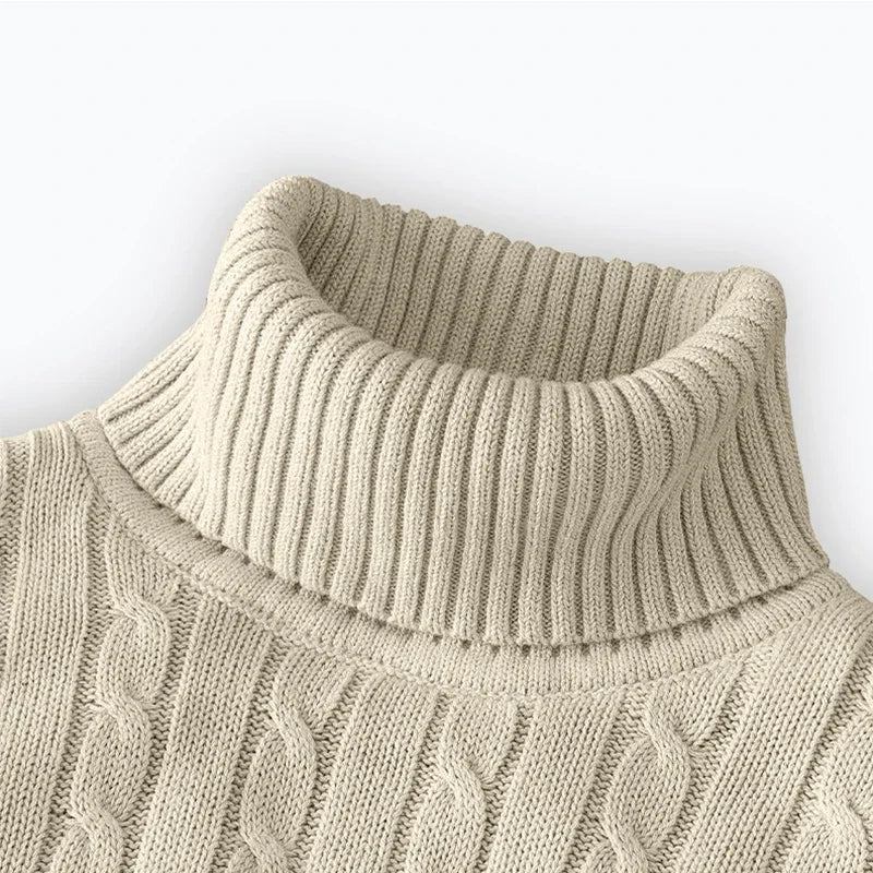 Men's High Neck Turtleneck Knit Sweater Pullover - Warm Argyle Casual Winter Top