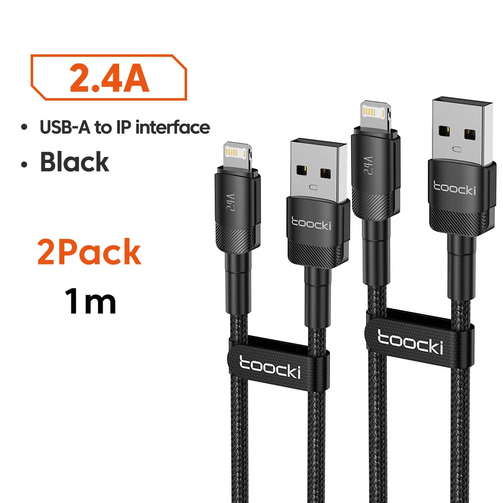 USB-A to Lightning Fast Charging Cable for iPhone & iPad — 2.4A Aluminum Alloy Data Sync Cord