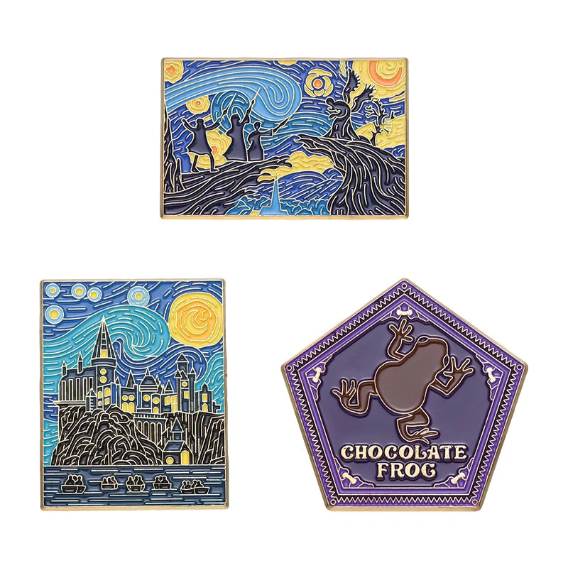 3–5 Piece Enamel Pin Set – Tarot Cards, Night Sky & Black Cat Lapel Pins | Punk Gothic Brooches Gift
