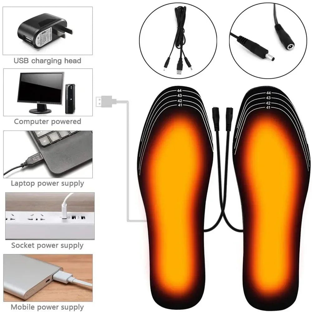 USB Heated Insoles for Shoes – Rechargeable Electric Shoe Warmers, Foot Heating Insoles for Winter Outdoor Sports (One Size)