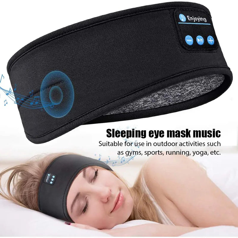 Wireless Bluetooth Sleep Headband with Thin HD Stereo Speakers — Sports Headphones & Eye Mask for Side Sleepers