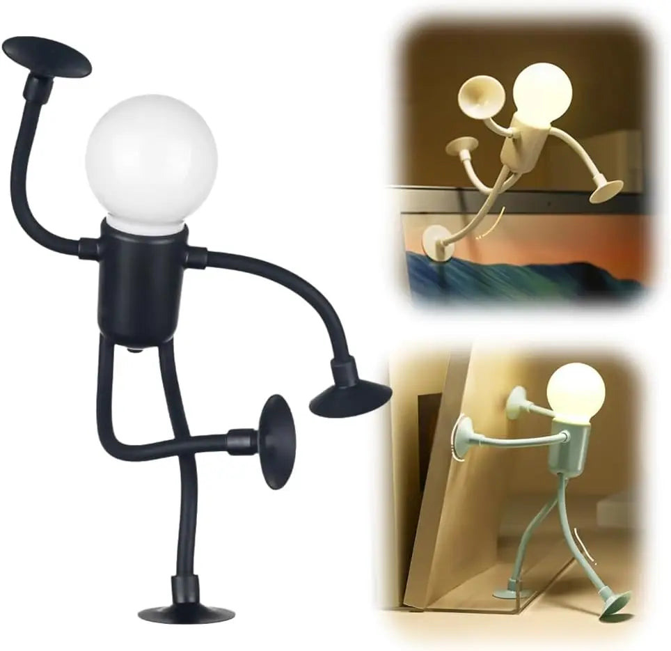 Mini Poseable Athlete Night Light with Suction Cup - Battery-Operated One-Touch Desk & Nursery Lamp