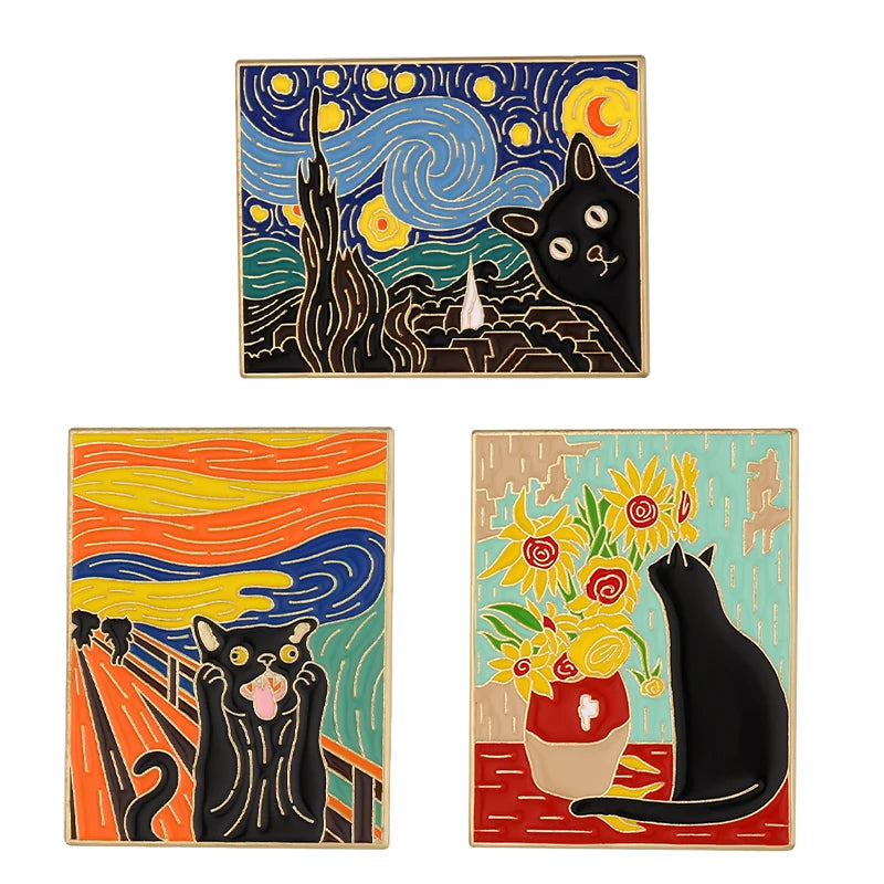3–5 Piece Enamel Pin Set – Tarot Cards, Night Sky & Black Cat Lapel Pins | Punk Gothic Brooches Gift