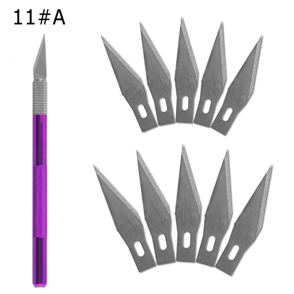 Non-Slip Metal Engraving Craft Knife Kit with #11 Blades — Precision PCB & Mobile Phone Repair Tool (10 or 40 pcs)