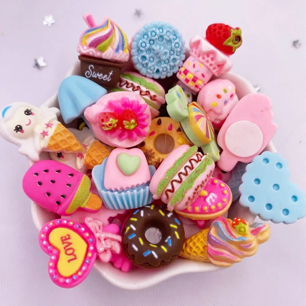 20-Pack Resin Kawaii Popsicle & Candy Flatback Embellishments 16–20mm (0.63–0.79in) Self-Adhesive for Scrapbook Nail Art DIY Crafts