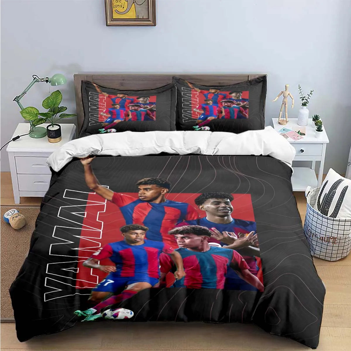 3-Piece Football 3D Print Microfiber Duvet Cover Set with Pillowcases – Soft Hypoallergenic Bedding