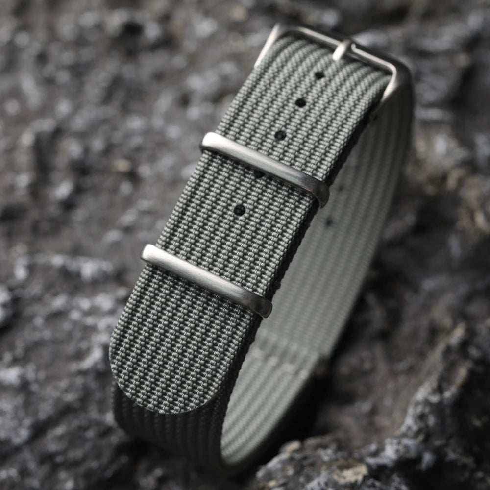 Ribbed Nylon Watch Strap - 18mm / 20mm / 22mm Military Style Fabric Watch Band with Pin Buckle