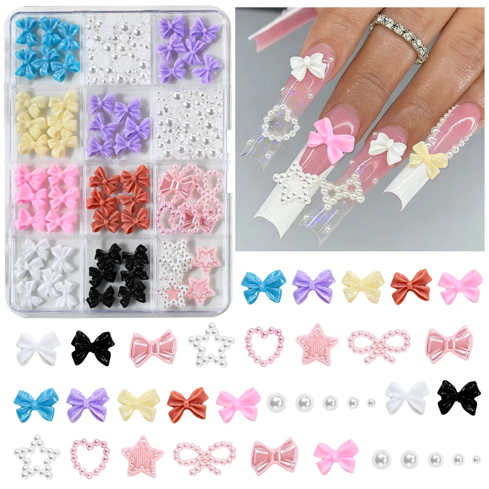 72-Piece 3D Crystal Jelly Nail Charms – Transparent Floral, Leopard & Hibiscus Nail Art Decorations