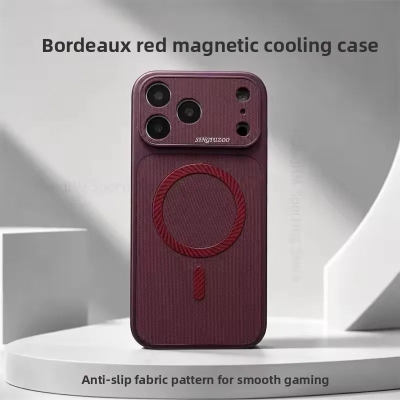 Woven Heat-Dissipation Magnetic MagSafe Phone Case - Shockproof PC+TPU Anti-Scratch Soft Cover for iPhone