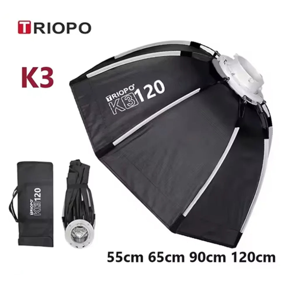 Quick-Setup Octagon Softbox with Bowens Mount — 55/65/90/120cm (21.7/25.6/35.4/47.2 in) for Studio LED Video Lights