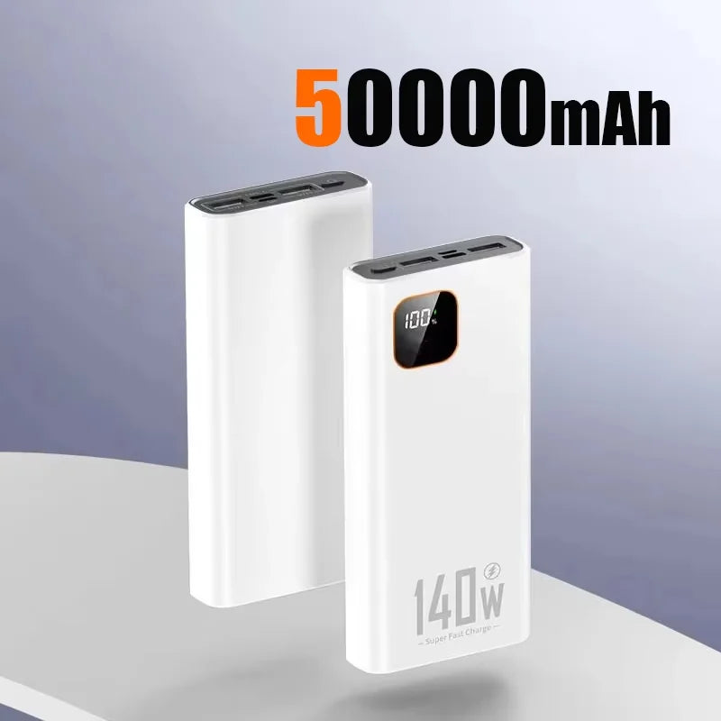 100000mAh 140W Portable Power Bank - Super Fast USB-C, Lightning & Triple USB Charger with Digital Display