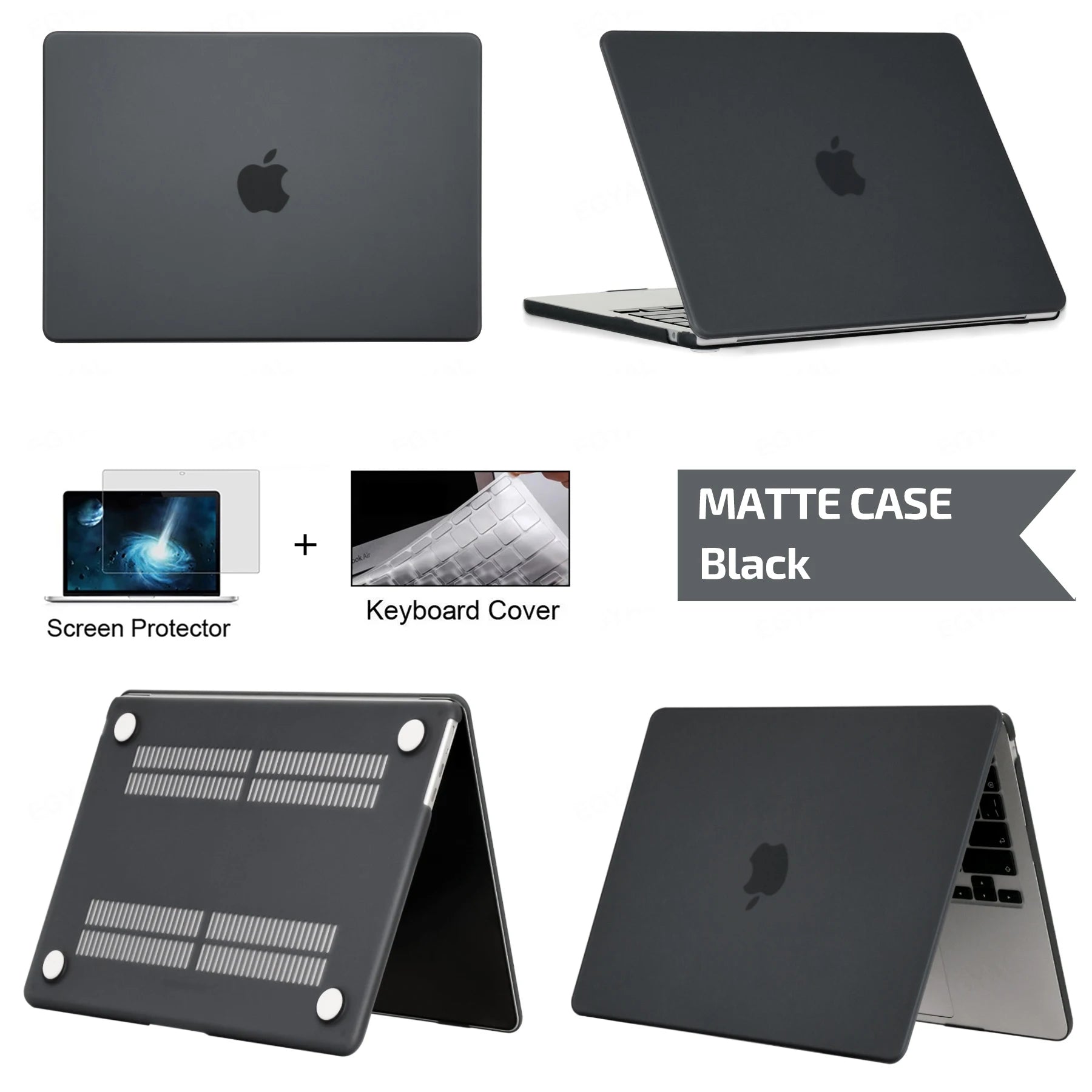 Hard Shell Protective Laptop Case for MacBook Air & Pro 13/13.6/14/16 Inch – PVC Snap-On Cover with Keyboard Cover & Screen Protector