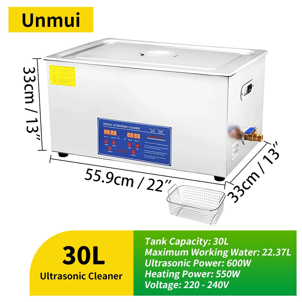 Heated Ultrasonic Cleaner 2L–30L (0.53–7.93 gal) Ultrasonic Cleaning Bath for Jewelry, Watches, Glasses & Tools