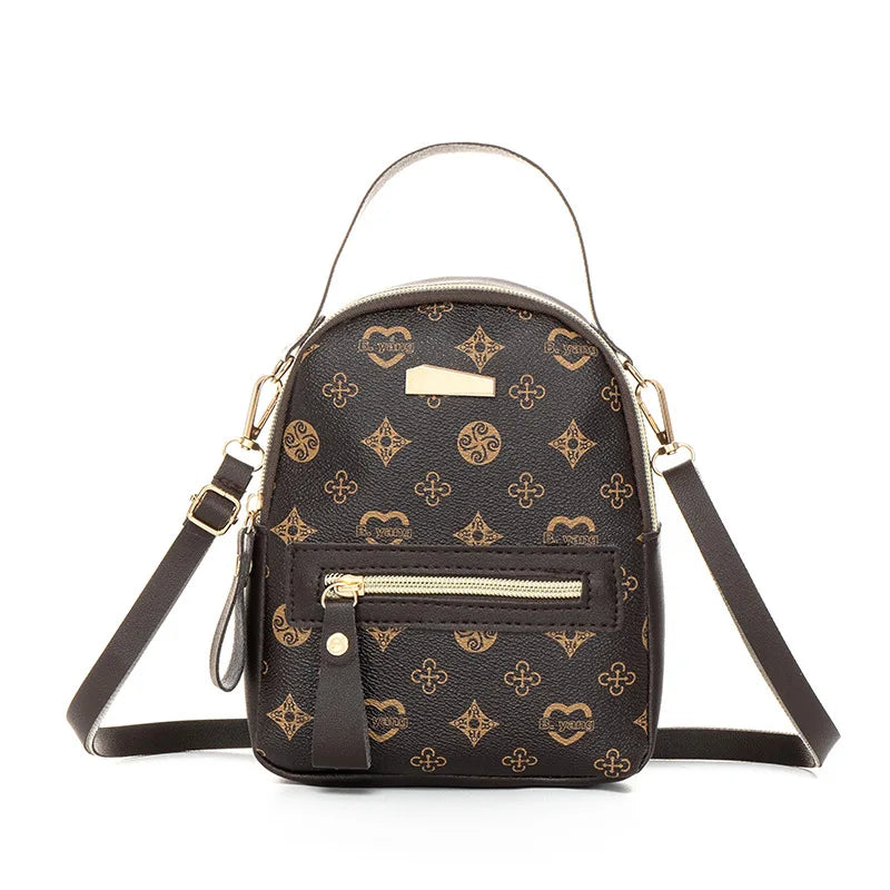 Flower Print PU Backpack for Women - Fresh Student School Bag