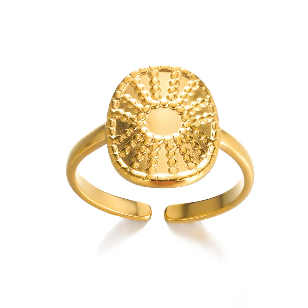316L Stainless Steel Gold-Tone Women's Ring – Hypoallergenic Classic Tension-Set Wedding & Couple Ring