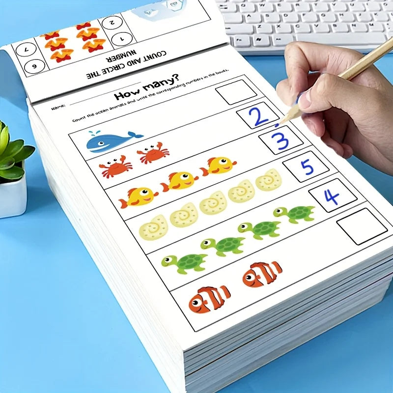 Interactive Math Workbook for Preschool & 1st Grade - Counting, Addition & Subtraction Within 10, Number Relationships, Visual Learning Activities for Home and Classroom