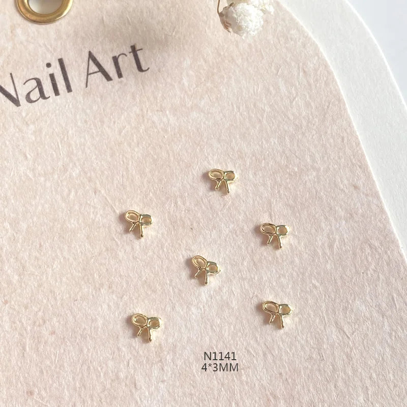 10-Pack Gold & Silver Bow Nail Charms Alloy Bowknot Nail Art Decorations