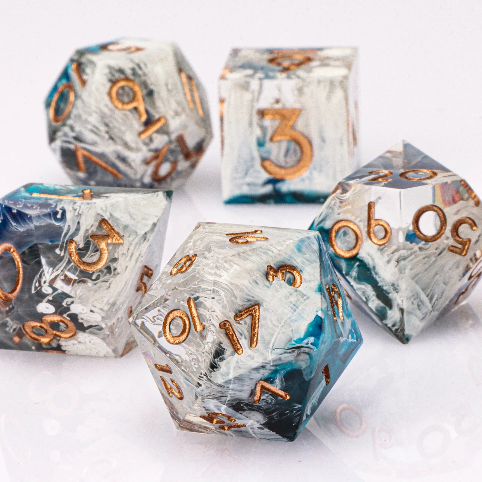 Handmade Resin 7-Piece D20 Polyhedral Dice Set for Dungeons & Dragons & Tabletop RPGs