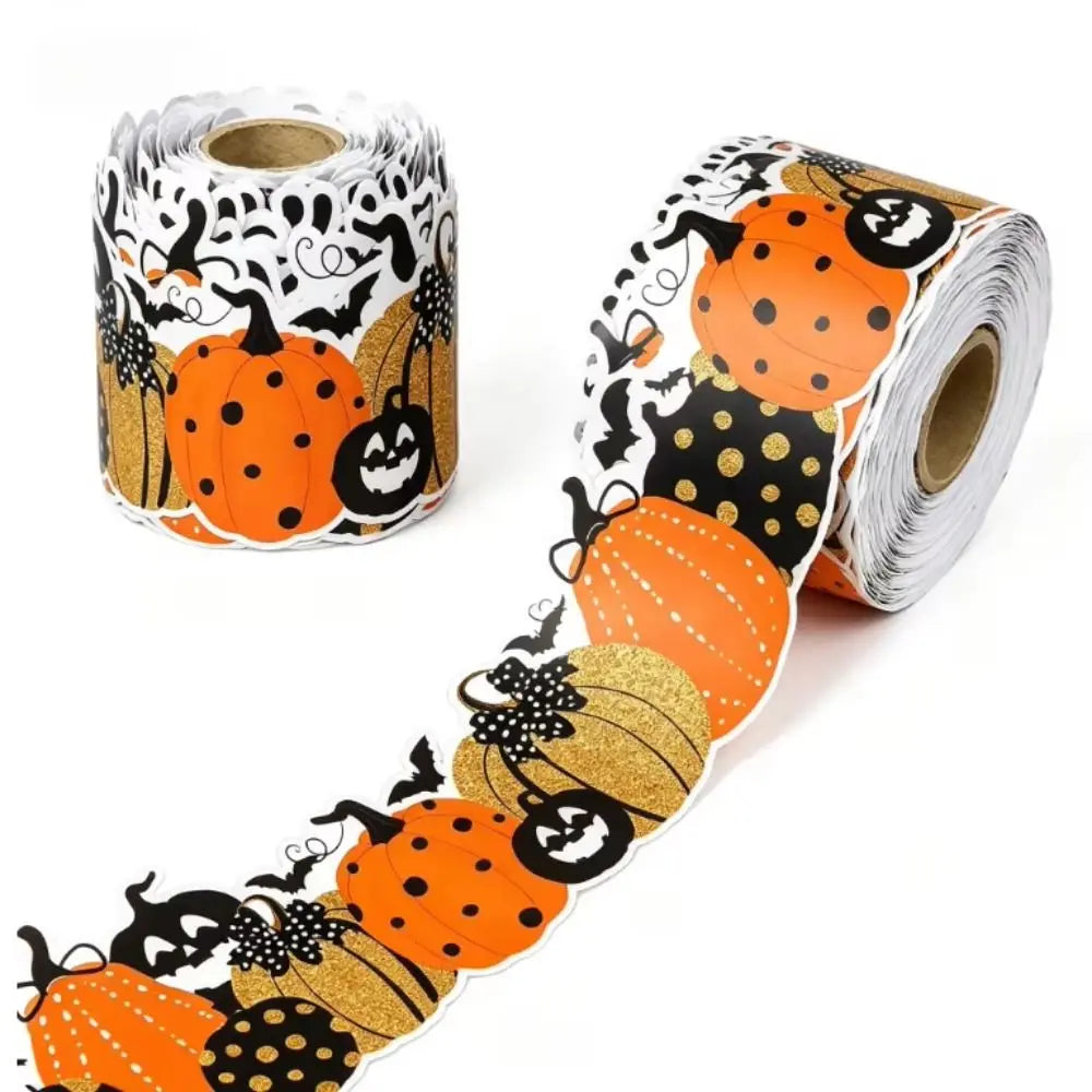 Halloween Pumpkin Border Sticker – Scalloped Wavy Self-Adhesive Trim, 10 m (32.8 ft) x 7.6 cm (2.99 in)