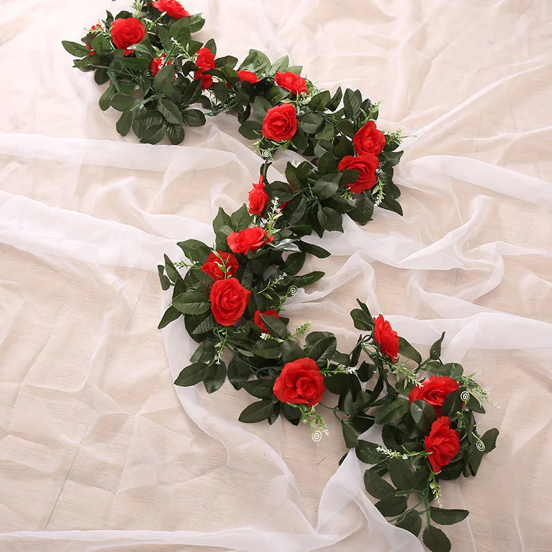 250 cm (98.4 in) Rose Artificial Flower Garland – Faux Rose Vine for Wedding, Christmas, Home & Garden Arch Decor