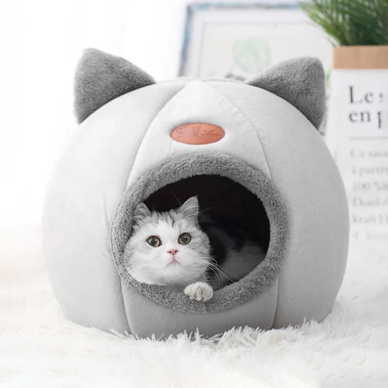 Cozy Cat Cave Bed for Cats & Small Dogs, Removable Cushion, Non-Slip Bottom — M/L/XL (33–39 cm / 13–15.4 in)