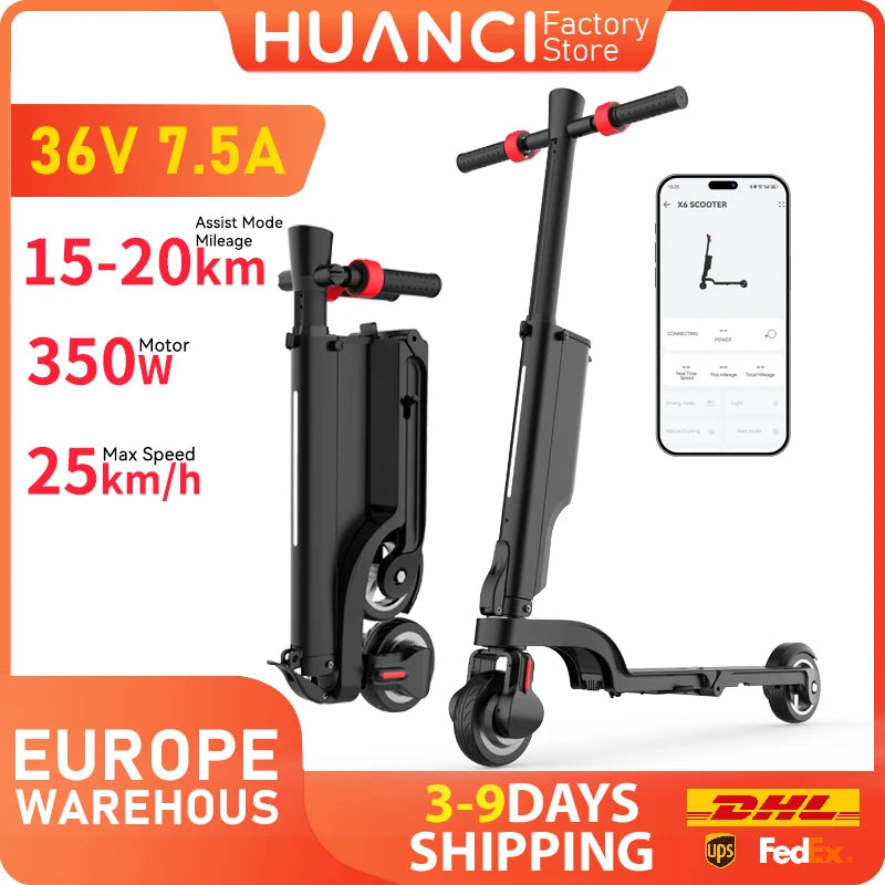 Foldable Electric Scooter for Adults — 350W Motor, 36V 7.5Ah Removable Battery, Smart App Control, 25 km/h (15.5 mph)