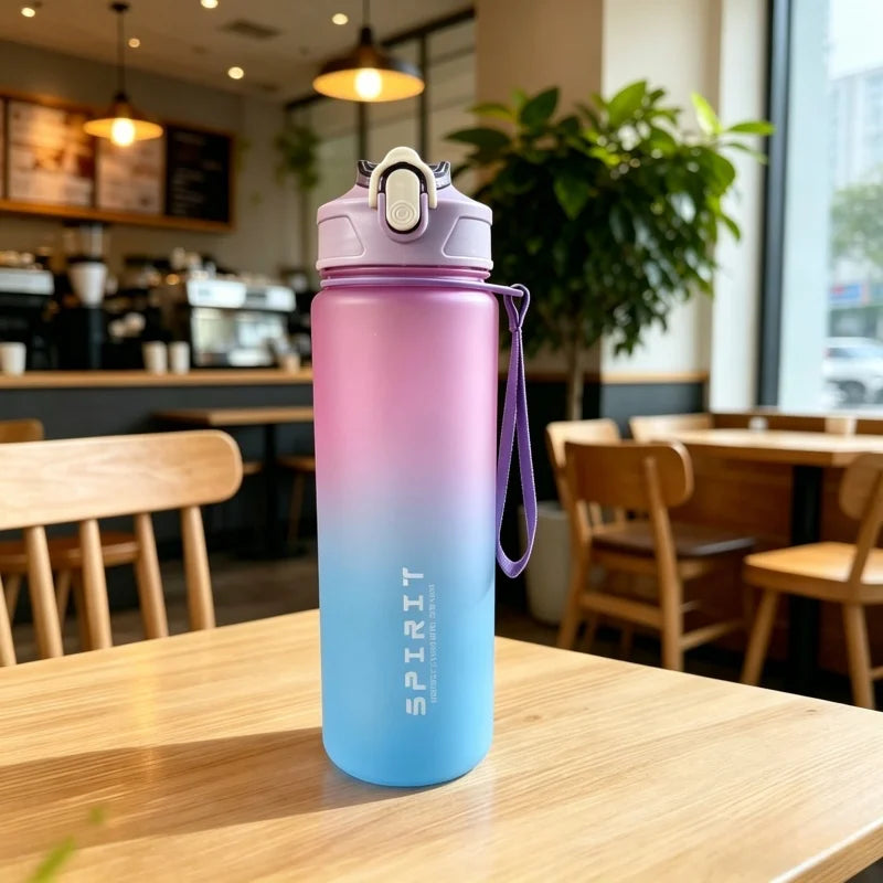 750–800ml Time-Tracking Sports Water Bottle with Straw, Leak-Proof Locking Flip Lid & Carry Strap (25–27 fl oz)