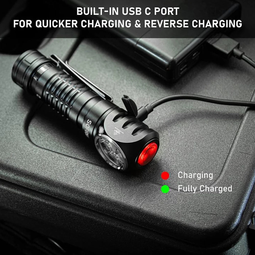4000 Lumen Rechargeable Headlamp 21700 Battery USB-C Spotlight & Floodlight Magnetic Tail Camping Work Torch
