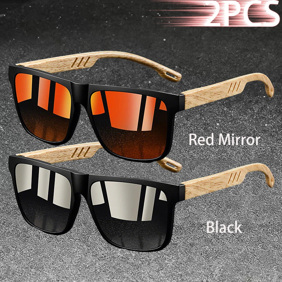Vintage Square Frame Sunglasses for Men & Women - UV400 Mirror Lens Unisex Driving & Fishing Eyewear