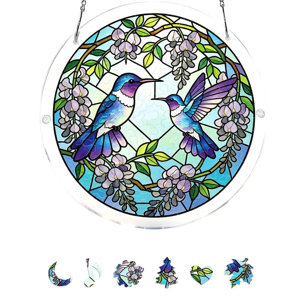 Acrylic Puzzle Suncatcher Window Hanging Stained Glass Style 7.1/7.9 in (18/20 cm) Garden & Home Decor