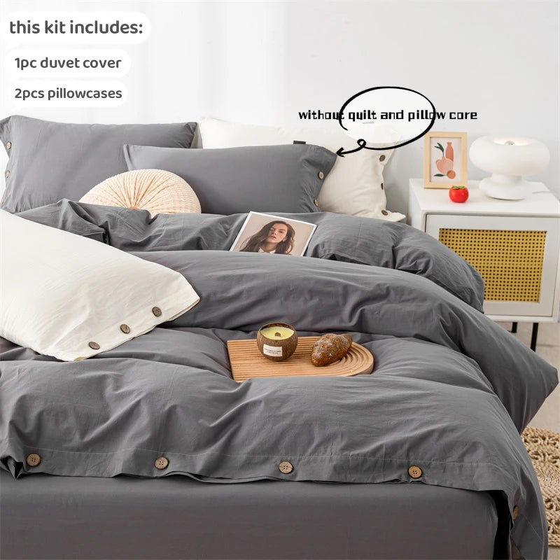 3-Piece 100% Cotton 400TC Twill Duvet Cover Set with 2 Pillowcases – Solid 220×240 cm (86.6×94.5 in)
