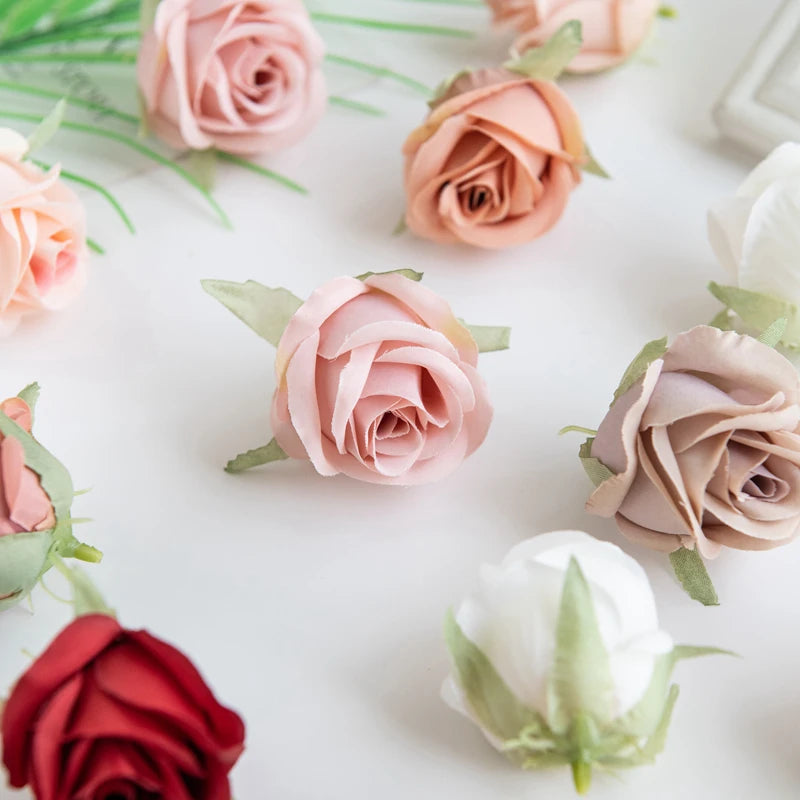 Silk Rose Head Artificial Flowers - 5 or 10-Pack for Wedding & Home Decor, DIY Garland and Flower Wall