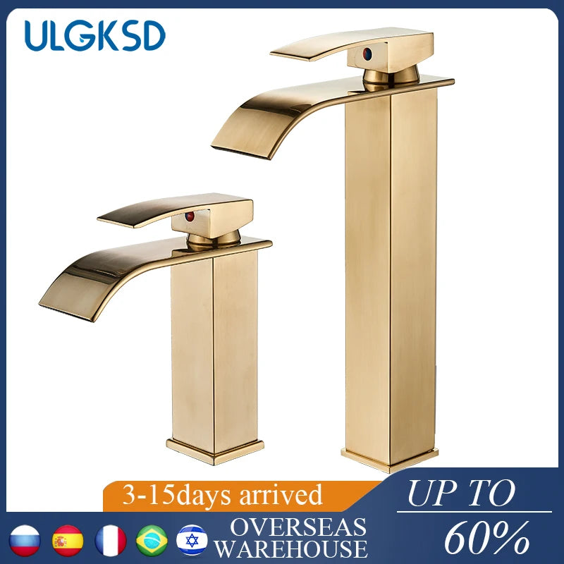 Waterfall Basin Faucet - Single Handle Deck-Mounted Mixer Tap for Bathroom Sink (Hot & Cold)