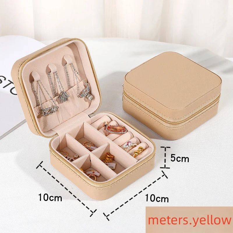 Mini Jewelry Travel Box - PU Leather Ring, Earring & Necklace Organizer