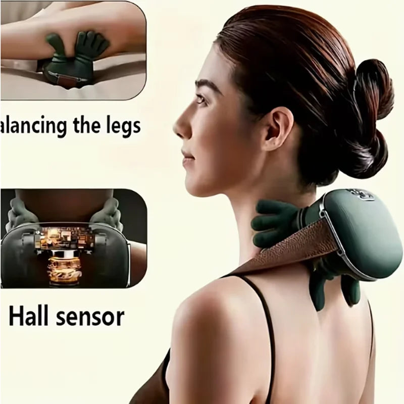 Wireless Electric Neck & Shoulder Massager with Finger-Style Nodes, Battery-Powered