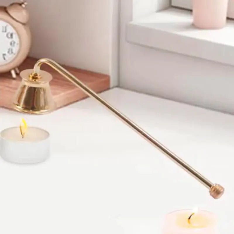 Bell-Shaped Metal Candle Snuffer — Gold Black Silver, 18 cm (7.1 in) Handle Vintage Candle Extinguisher for Home & Spa