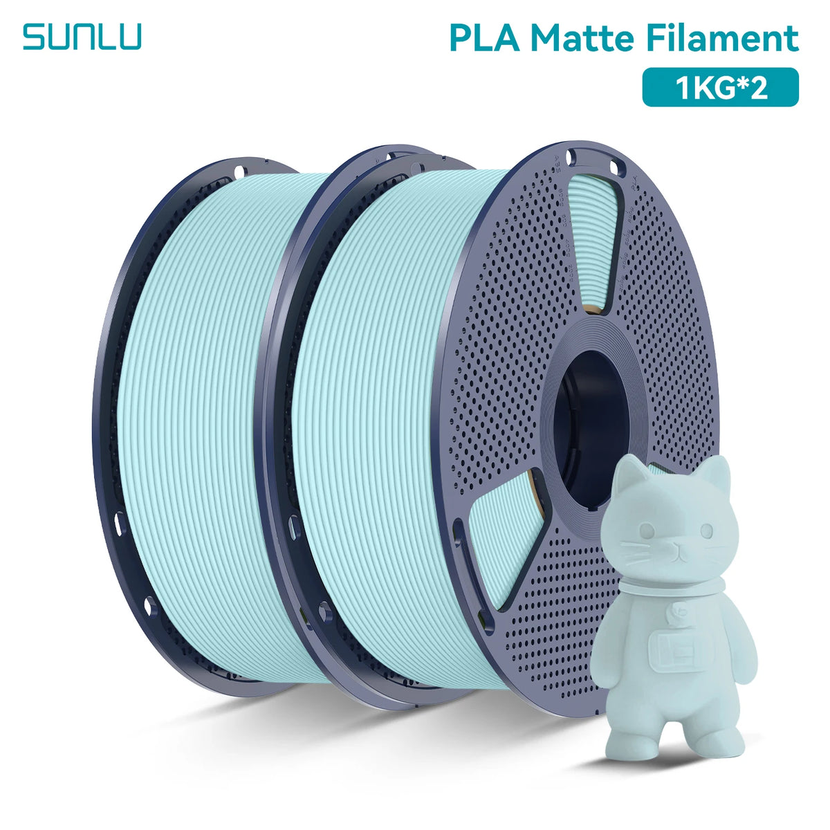 PLA Matte Filament 1.75mm 1kg Spool (2.2 lb) 2-Pack, Matte Finish Neatly Wound for FDM 3D Printers